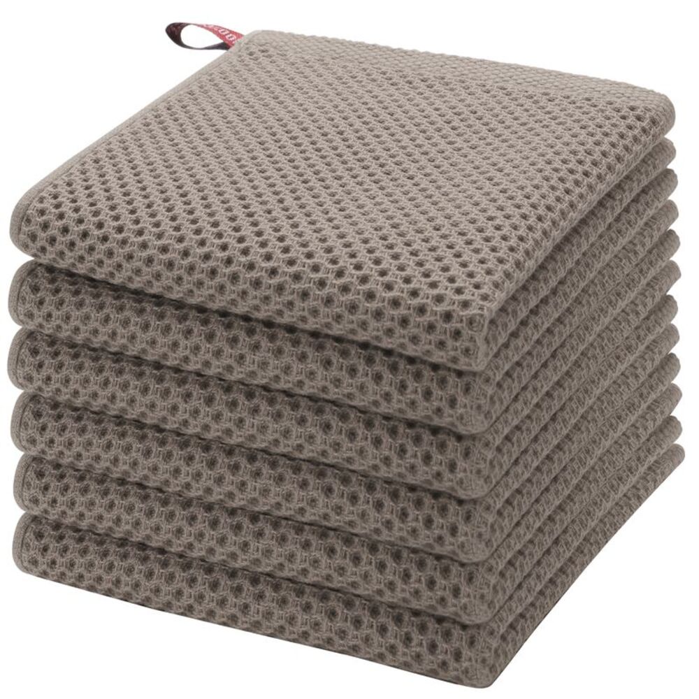 6Pcs Kitchen Dish Cloths Waffle Weave Absorbent Kitchen Towels Set Brown